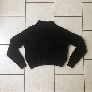 Divided • black cropped mock neck sweater, XS